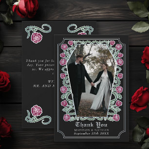 Black Gothic Coffin Rose Wedding Thank You Card
