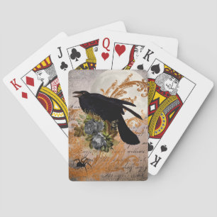Black Gothic Crow & Spider Playing Cards