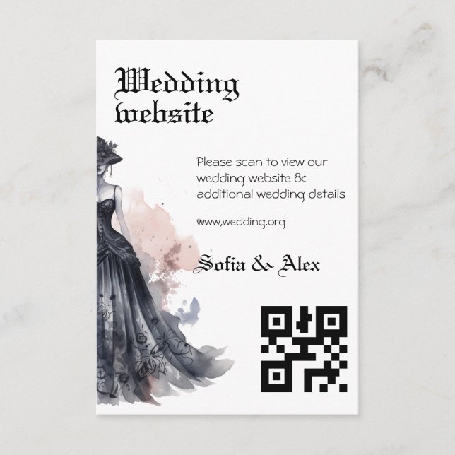 Black gothic dress wedding Enclosure Card (Front)