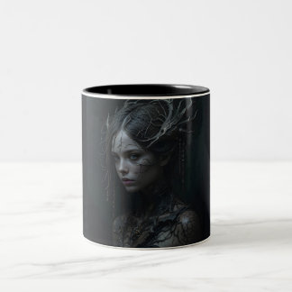 Black Gothic Girl Two-Tone Coffee Mug