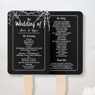 Black Gothic HalloWedding Program Hand Fan