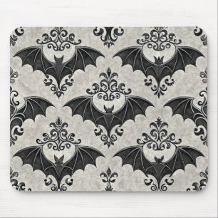 BLACK GOTHIC HALLOWEEN BATS MOUSE MAT