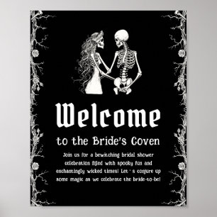 Black Gothic Halloween Bridal Shower Welcome Sign