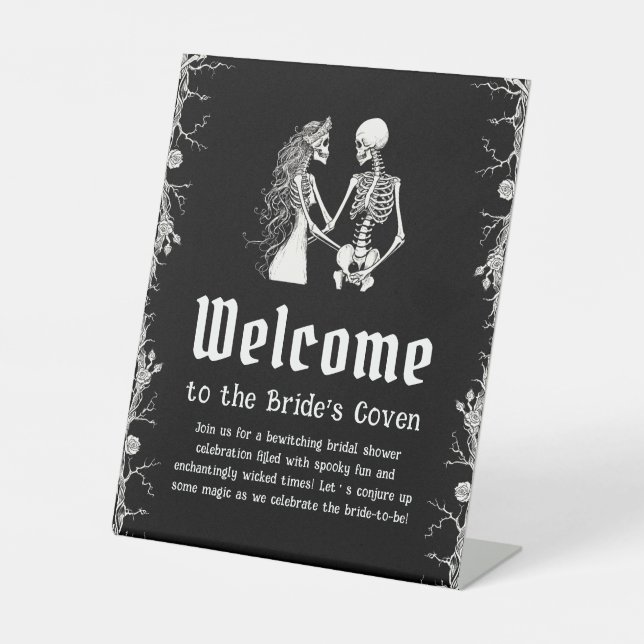 Black Gothic Halloween Bridal Shower Welcome Sign (Front)
