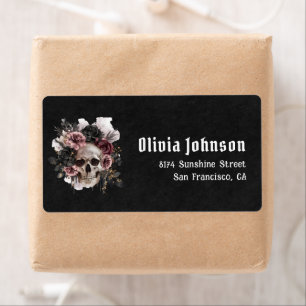 Black Gothic Halloween Floral Skull Bridal Shower