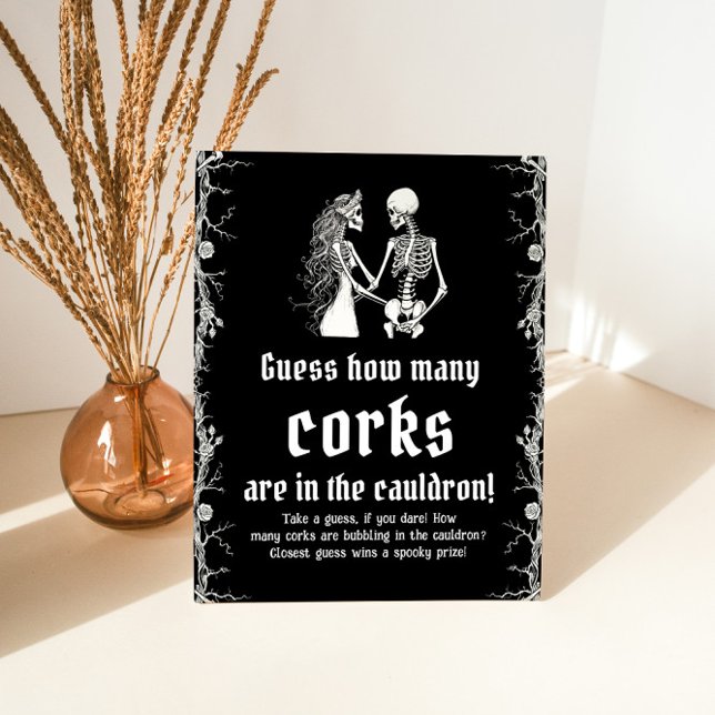 Black Gothic Halloween Guess How Many Corks Game Pedestal Sign (Creator Uploaded)