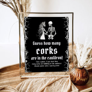 Black Gothic Halloween Guess How Many Corks Game Poster
