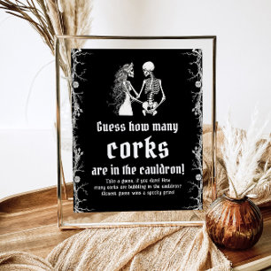 Black Gothic Halloween Guess How Many Corks Game Poster