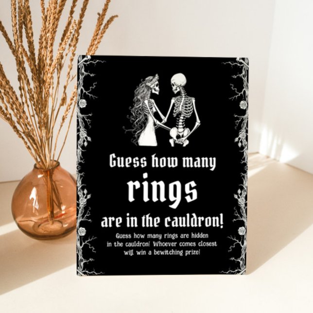 Black Gothic Halloween Guess How Many Rings Game Pedestal Sign (Creator Uploaded)