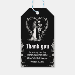 Black Gothic Halloween Skeleton Bridal Shower Gift Tags
