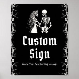 Black Gothic Halloween Skeleton Custom Sign
