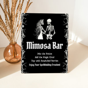 Black Gothic Halloween Skeleton Mimosa Bar Sign