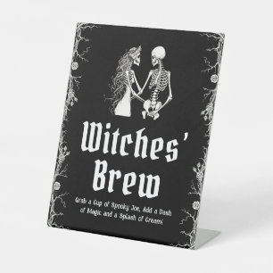 Black Gothic Halloween Skeleton Witches’ Brew Sign
