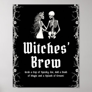 Black Gothic Halloween Skeleton Witches’ Brew Sign
