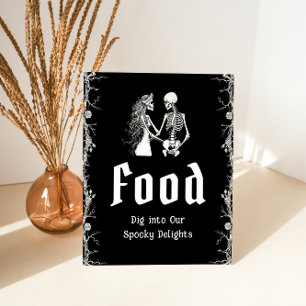 Black Gothic Halloween Spooky Skeleton Food Sign