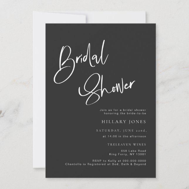 Black Gothic Inspired Bridal Shower Invitation (Front)