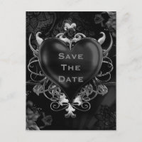 Black Gothic Love Heart Wedding Save the Date