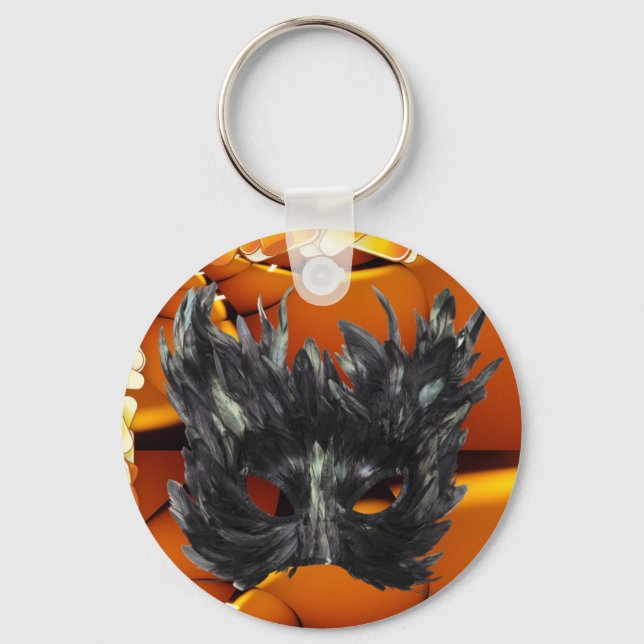 Black Gothic Mask Design Key Ring (Front)