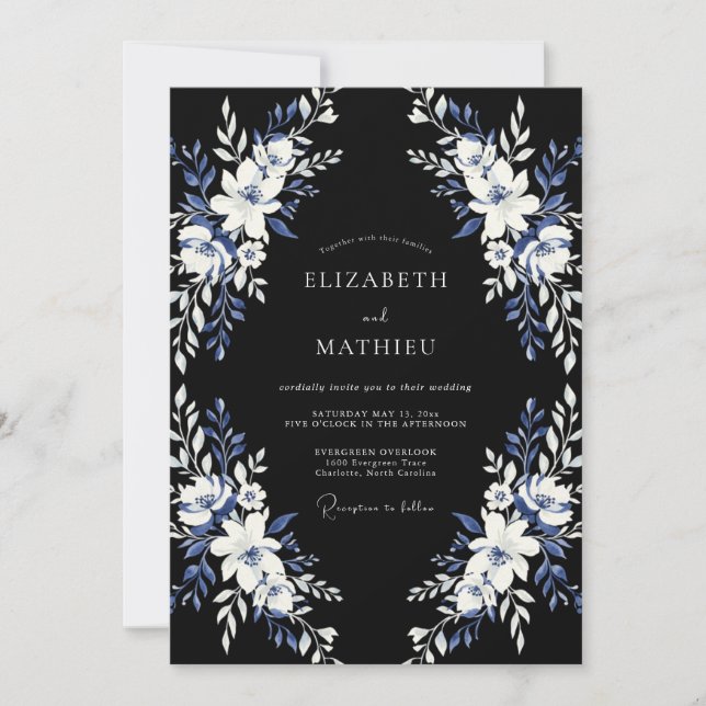 Black Gothic Midnight Wedding Invitation (Front)