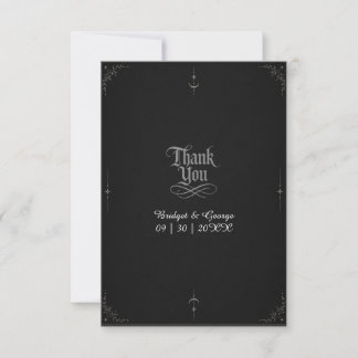 black Gothic Minimalist Moon Star Wedding Thank You Card
