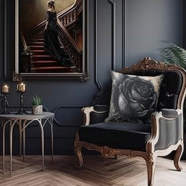 Black Gothic Rose Cushion (Creator Uploaded)