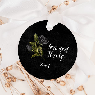 Black Gothic Rose Wedding Favour Tags