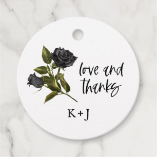 Black Gothic Rose Wedding Favour Tags White
