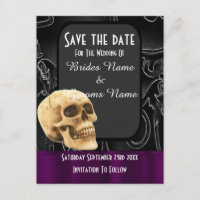 Black gothic skull save the date