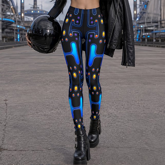 Black Gothic Space Girl Mechanical Android Robot Leggings (Creator Uploaded)