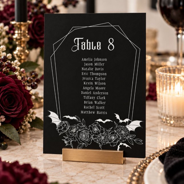 Black Gothic Table Number Wedding Seating Card (Creator Uploaded)