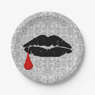Black Gothic Vampire Kiss Vamp 7" Paper Plate