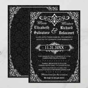 Black Gothic Victorian Damask Wedding Invites