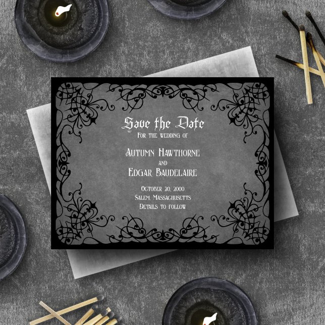 Black Gothic Victorian Wedding Save The Date (Creator Uploaded)