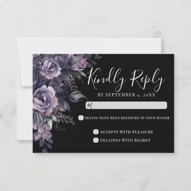 Black Gothic Wedding RSVP Card