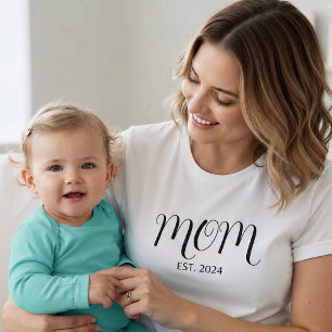Black Graceful Script Established Mom T-Shirt