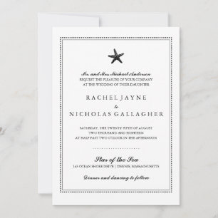 Black Graceful Starfish Wedding Invitation