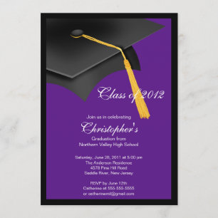 Black Grad Cap Graduation Party Invitation