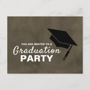 Black Grad Cap, Graduation Party Invitation