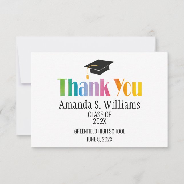 Black Grad Cap Graduation Thank You (Front)