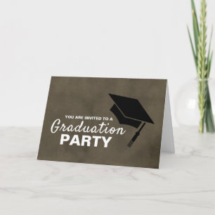 Black Grad Cap, Photo Graduation Party Invitation