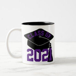 Black Grad Cap Purple Class of 2024 Two-Tone Coffee Mug