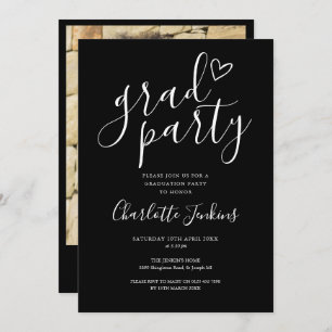 Black Grad Party Script Photo Graduation Party Invitation