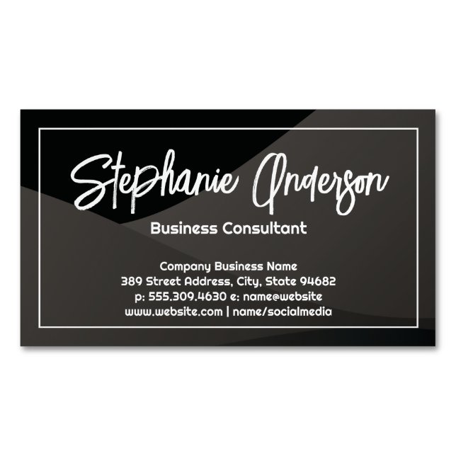 Black Gradient Layers | Modern Magnetic Business Card (Front)