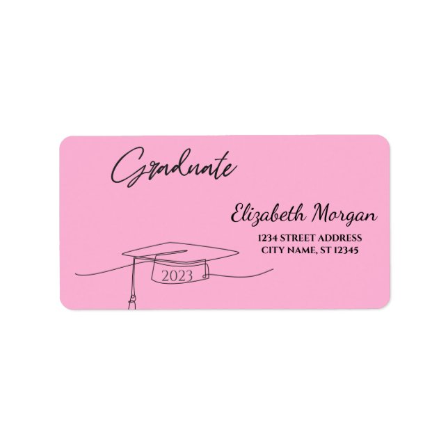 Black Graduate Cap Pink Label (Front)