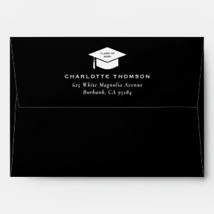 Black Graduate Custom Return Address 5x7 Envelopes