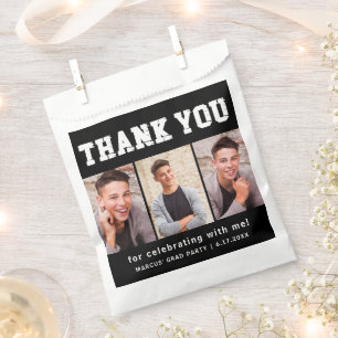 Black Graduation 3 Photo Thank You  Favour Bags