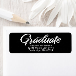 Black Graduation Bold Script Simple Modern Address