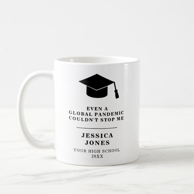 Black Graduation Cap Class of 2021 Pandemic Coffee Mug (Left)