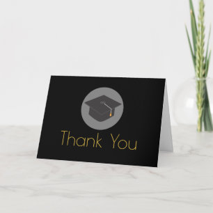 Black Graduation Cap Gold Lettering Thank You