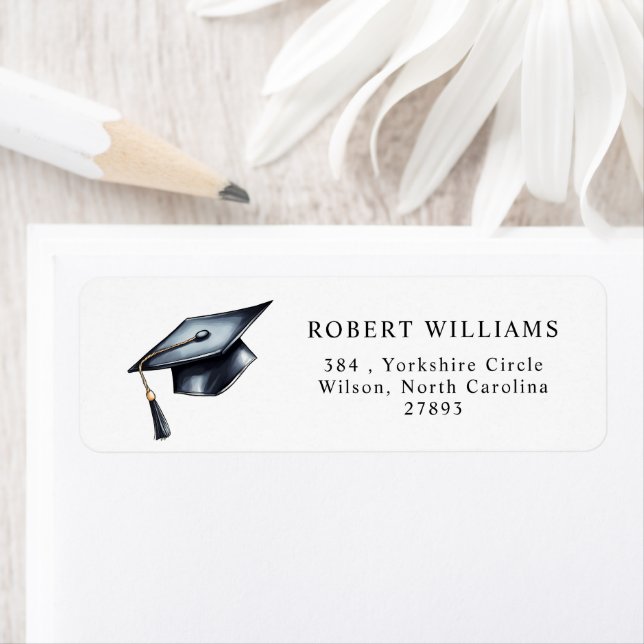 Black Graduation Cap Graduation Return Address (Insitu)